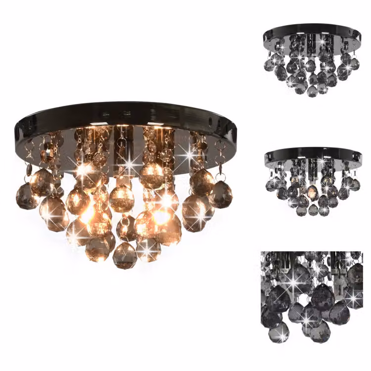 vidaXL Plafoniera con perle nere fumé nero rotondo G9 - Lampade