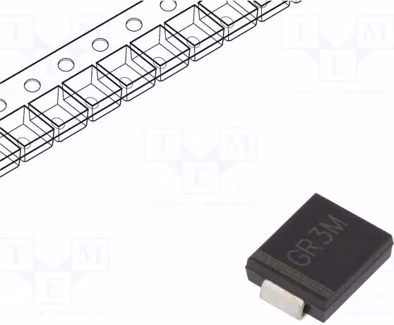 Diodo 10x: Rettificatore 3A 500ns 1000V SMD. Confezione: Rotolo, B. Diodo universale GR3M