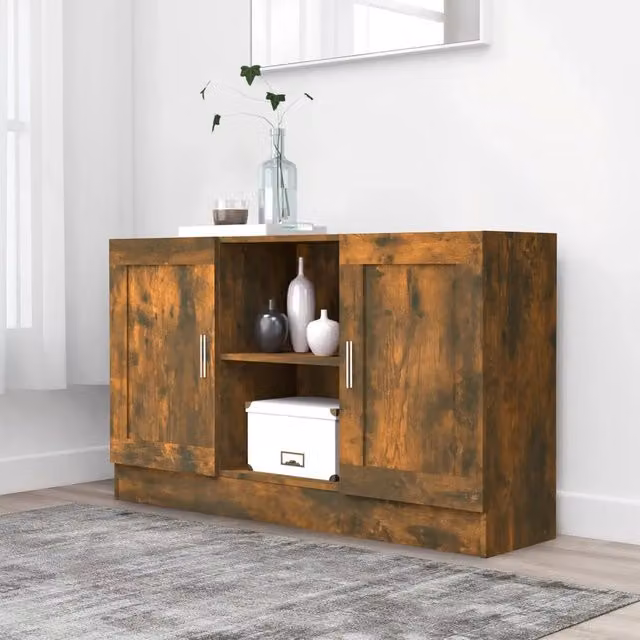 Credenza-Buffet-Armadio da cucina Rovere Fumo 120x30,5x70 cm in Legno Multistrato