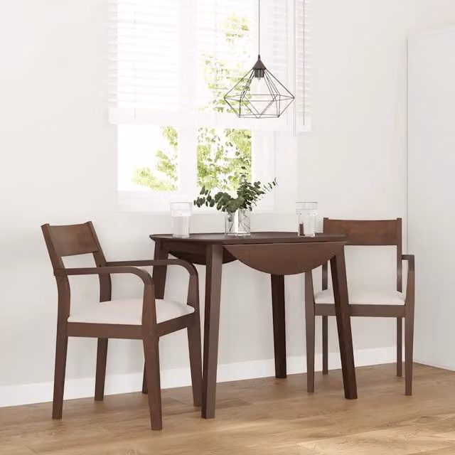 Sedie da Pranzo con Cuscini 2pz Marrone Legno Massello di Hevea 4102507