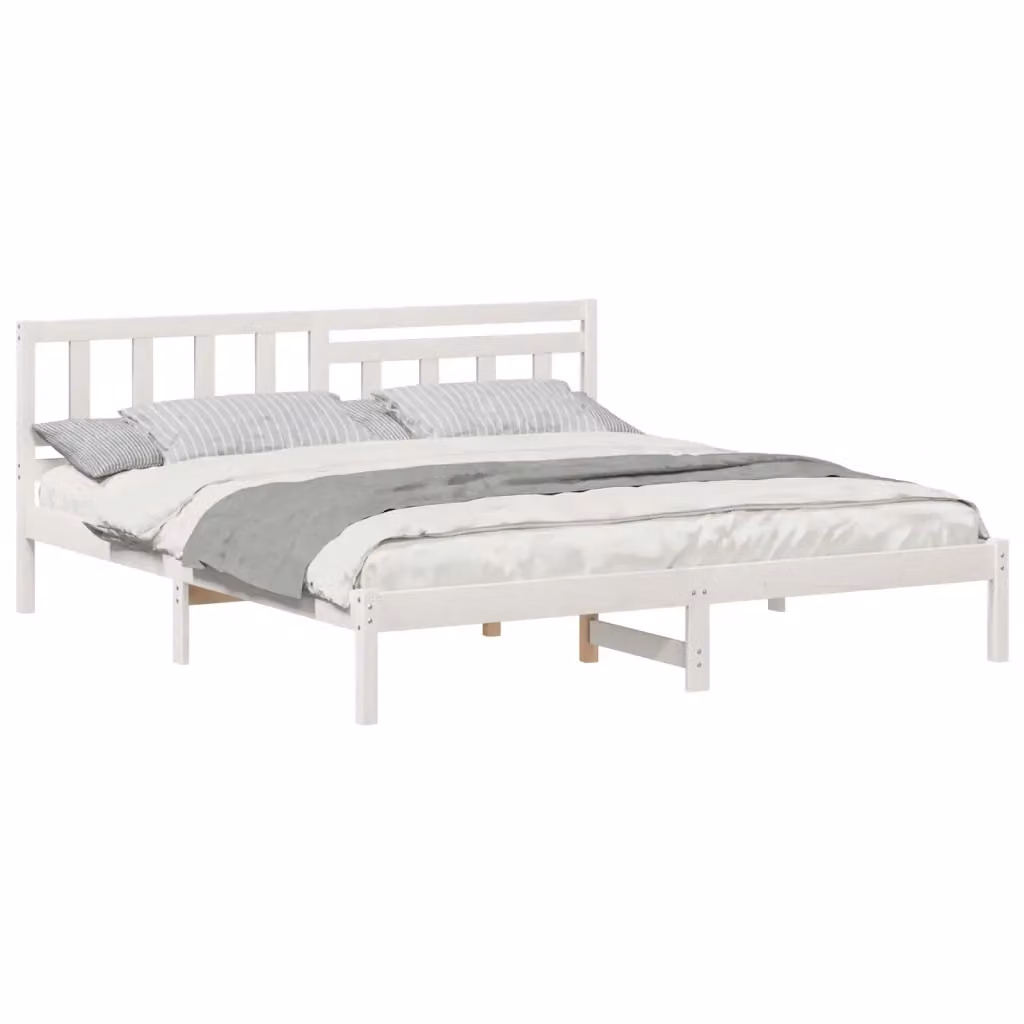 Struttura del letto moderna vidaXL in pino massello bianco 200 x 200 cm – 2