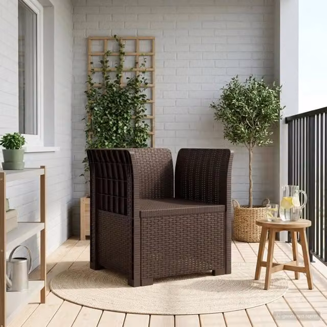 Sedia da giardino moderna a 1 posto in stile rattan color marrone opaco – 1