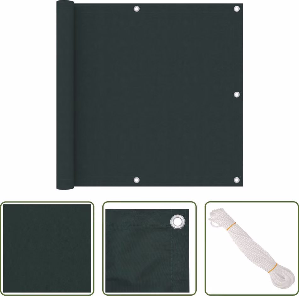 The Living Store Schermo protettivo per balcone Verde scuro 90x600 cm Tessuto Oxford
