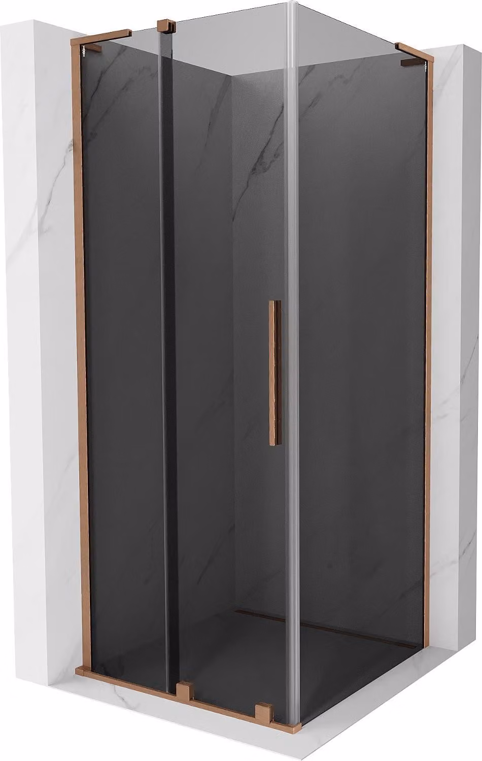 Mexen Velar L cabina doccia scorrevole 100 x 100 cm, grafite, rame spazzolato - 871-100-100-43-65