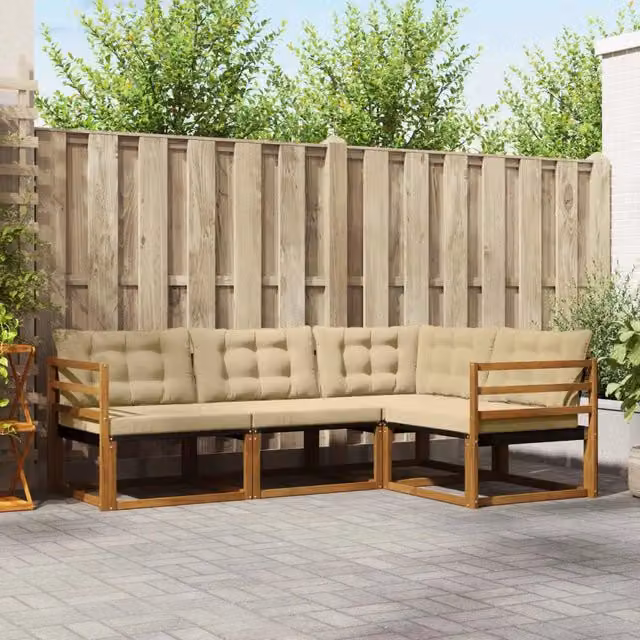 Set di divani da esterno 4 pz Naturale e Beige 3369400