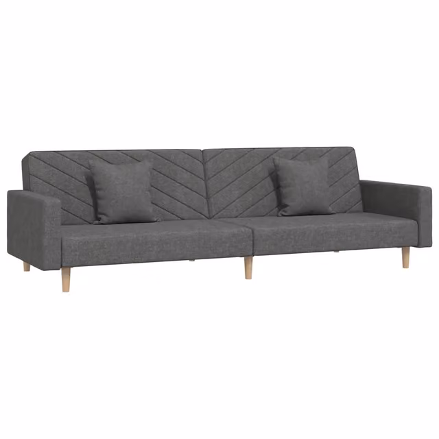 Divano letto | Sof¨¤ letto | Letto singolo a 2 Posti con 2 Cuscini Grigio Scuro in Tessuto
