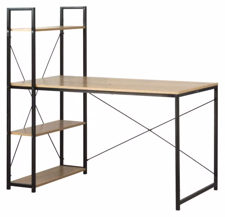 Calicosy - Scrivania L120 cm con 4 mensole stile industriale