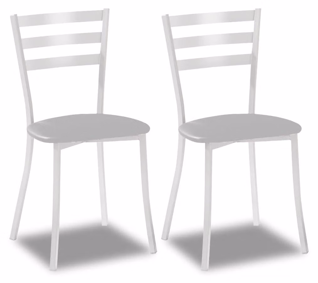 2 sedie da cucina, in metallo, colore grigio, altezza seduta 45 cm