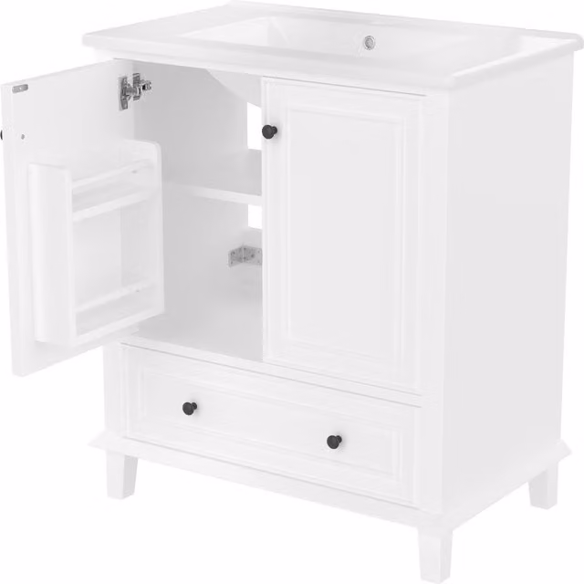 Mobile bagno con lavabo, indipendente, grande spazio di archiviazione, 76x46x87 cm, Bianco