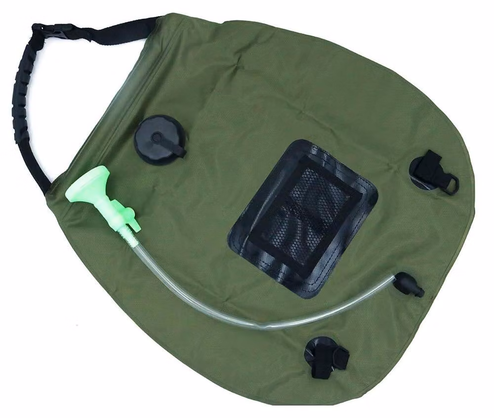 Borsa doccia da 20 litri - Sacco per acqua calda solare per campeggio - Leggero e portatile - Ugello doccia intercambiabile