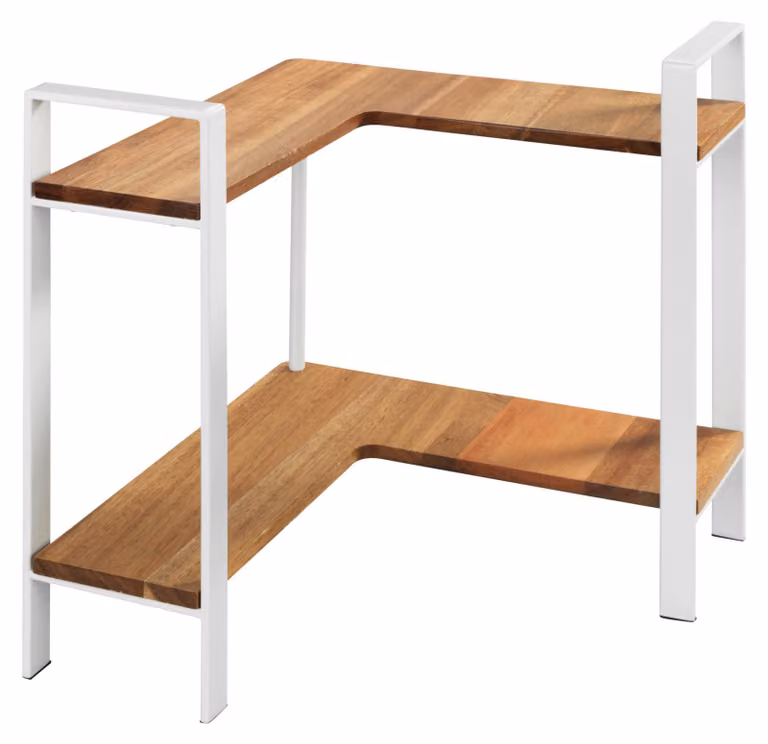 Scaffale angolare da cucina WENKO Mod. Louisa, 2 ripiani, 2 ripiani in legno d'acacia