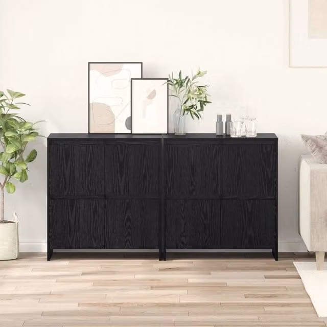 Set di 2 Sideboard moderni vidaXL in rovere nero L/P/H: 70 x 41 x 75 cm