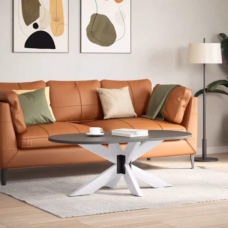 vidaXL Gamba tavolino da caffè a forma di ragno bianca 98x58x(42-43)cm