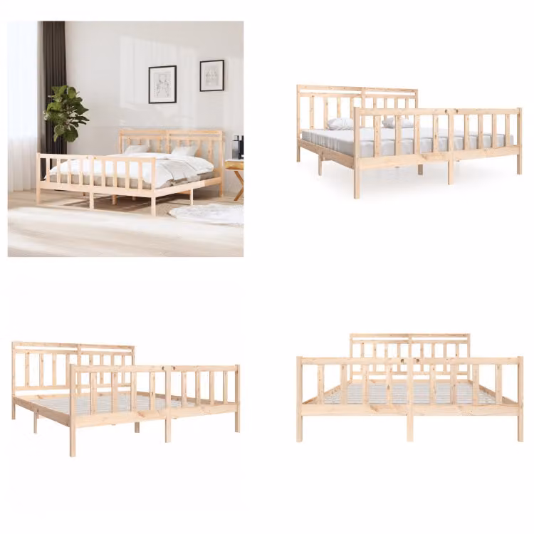 vidaXL Letto in legno massiccio 180x200 cm - Struttura letto - Letto - Struttura letto in legno massiccio