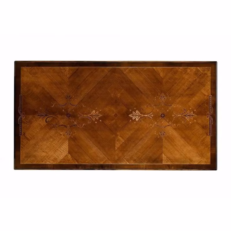 Tavolo fisso classico rettangolare Bassano in legno con intarsio floreale marrone Mobili 2G L: 240 cm, P: 128 cm, H: 78 cm – 4