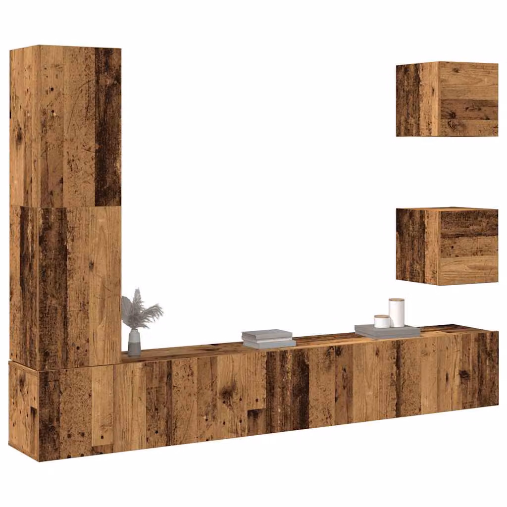 Set Mobile TV vidaXL da 5 pezzi in MDF Legno Antico Marrone per Soggiorno