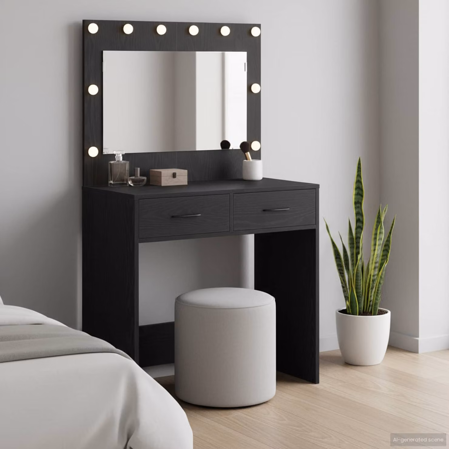 vidaXL Tavolo da Trucco Moderno Nero L: 78,5 cm, P: 41 cm, H: 135 cm