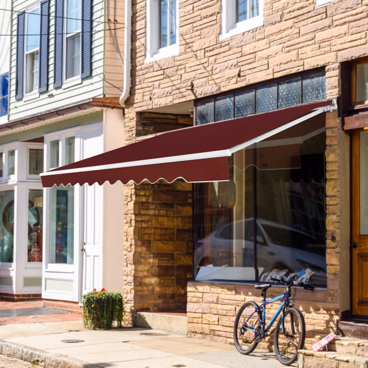 Tenda da sole retrattile Costway in alluminio e poliestere impermeabile con manovra a manovella, colore rosso