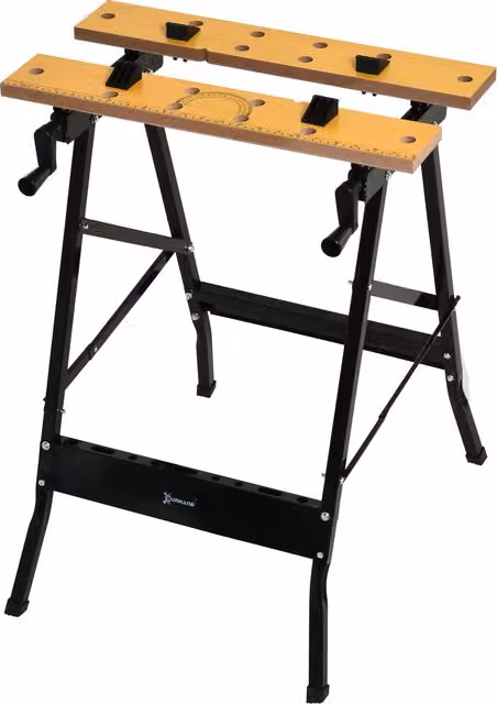 DURHAND Banco da lavoro pieghevole con 4 morsetti, carico 100 kg, nero, L/P/H: 62,5 x 60,5 x 78,5 cm – 1
