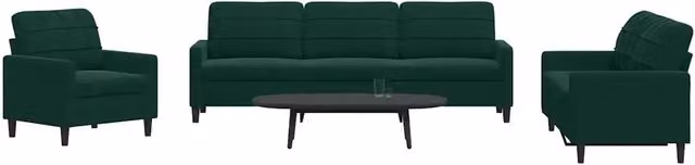 Set di divani moderno vidaXL in velluto verde con pouf e cuscini per soggiorno