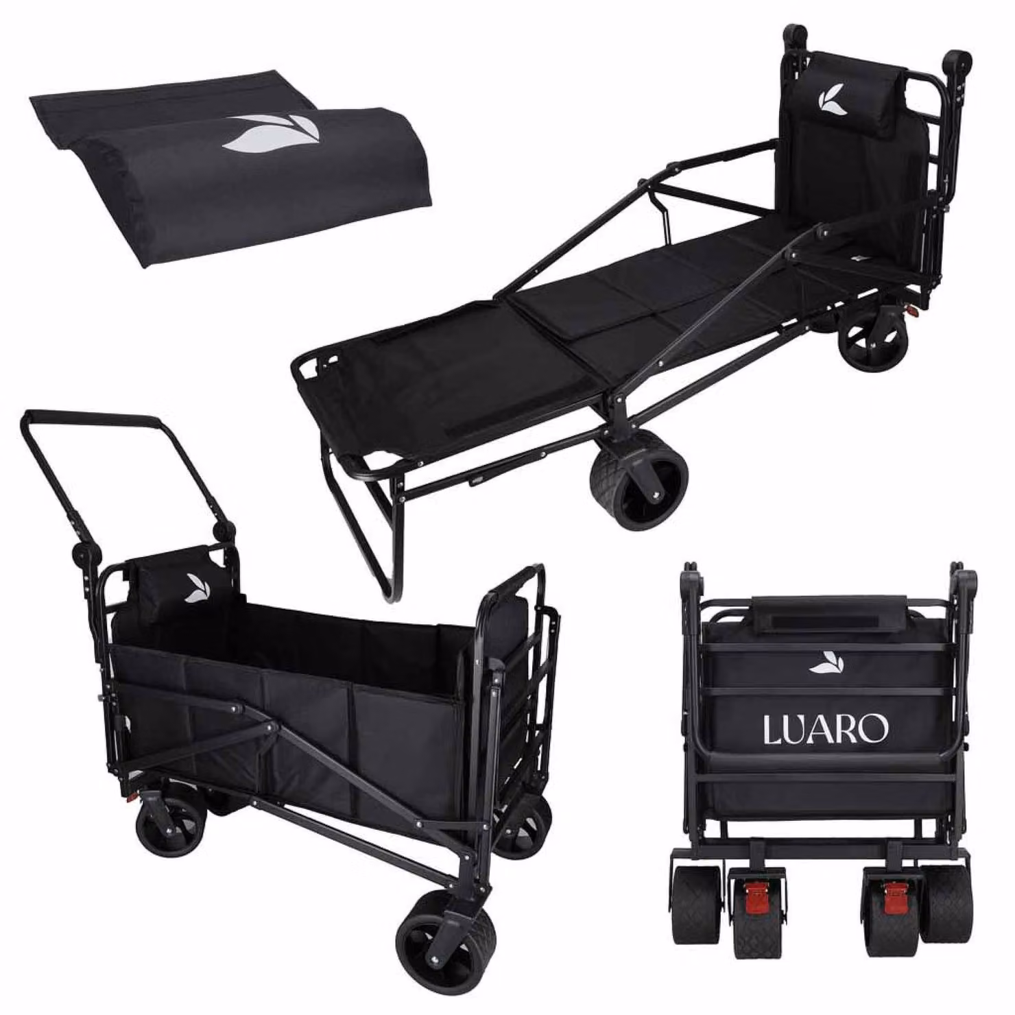 Carrello trasportabile LUARO, 2-in-1: carrello e letto da campo pieghevole