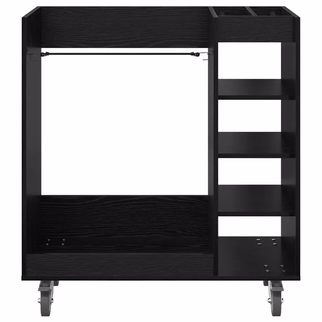 Mobile contenitore moderno con ruote HELLOSHOP26 in legno e metallo nero L: 90 cm, P: 45 cm, H: 98 cm – 2