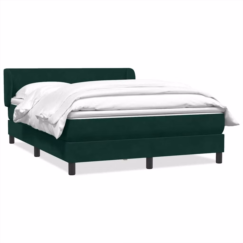 vidaXL Giroletto a Molle Ibrido con Materasso in Velluto Verde e Bianco L/P/H: 200 x 163 x 223 cm