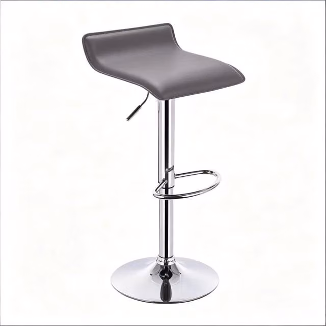 Sgabello da bar Chicfurn regolabile con rotazione 360 e design ergonomico in similpelle e acciaio grigio