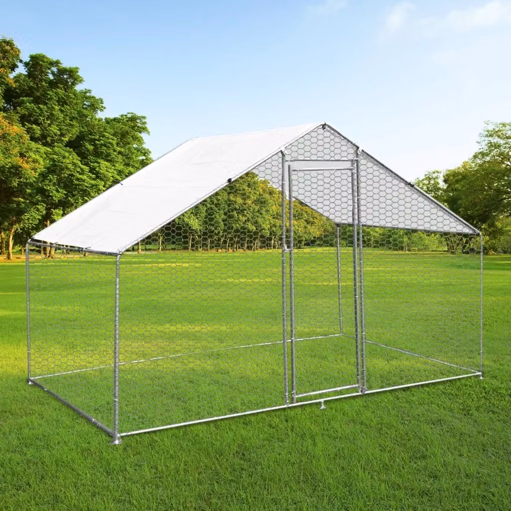 Recinto per pollaio MonsterShop in acciaio galvanizzato color argento, L/P/H: 3 x 2 x 2 m – 2
