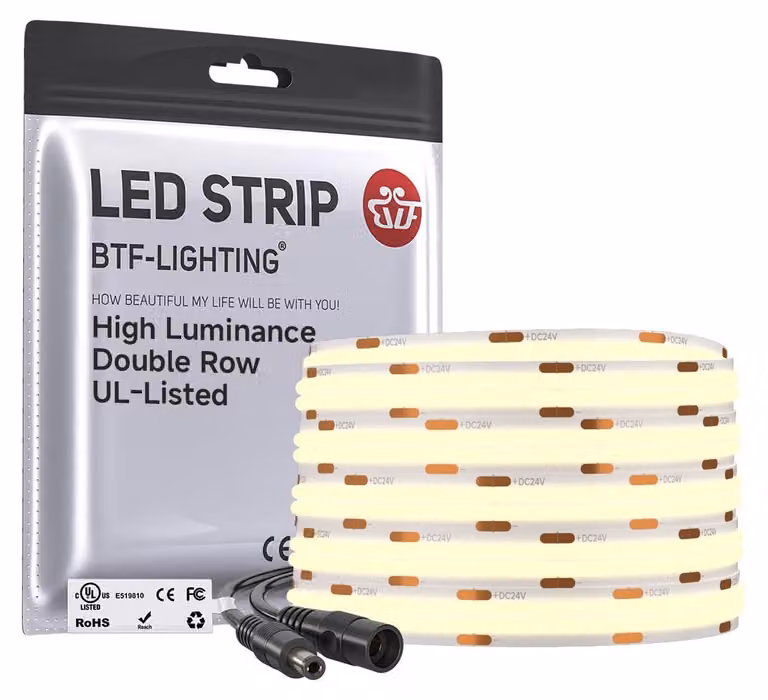 Striscia LED COB, 5 metri, 960 LED al metro, doppia fila, 24V, bianco naturale