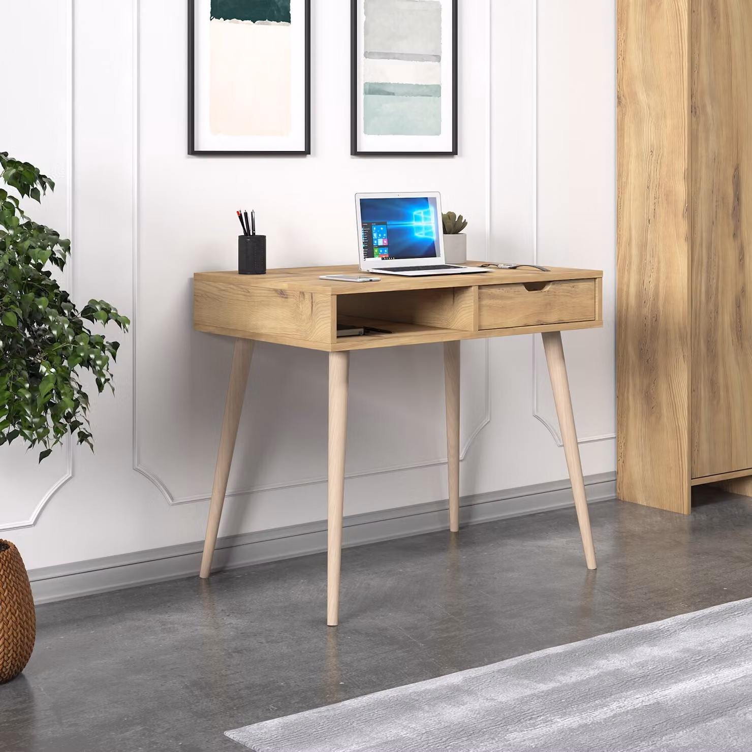 Skye Decor, Offerta - Rovere, Legno, Scrivania, Rovere, 100% PANNELLI DI PARTICELLE RIVESTITI IN MELAMMINA, 60 x 90 x 80 cm