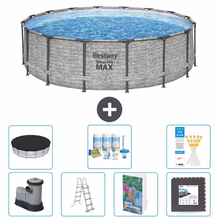 Piscina gonfiabile Bestway Steel Pro MAX, rotonda, 488x122 cm, composta da 6 parti, modello S581