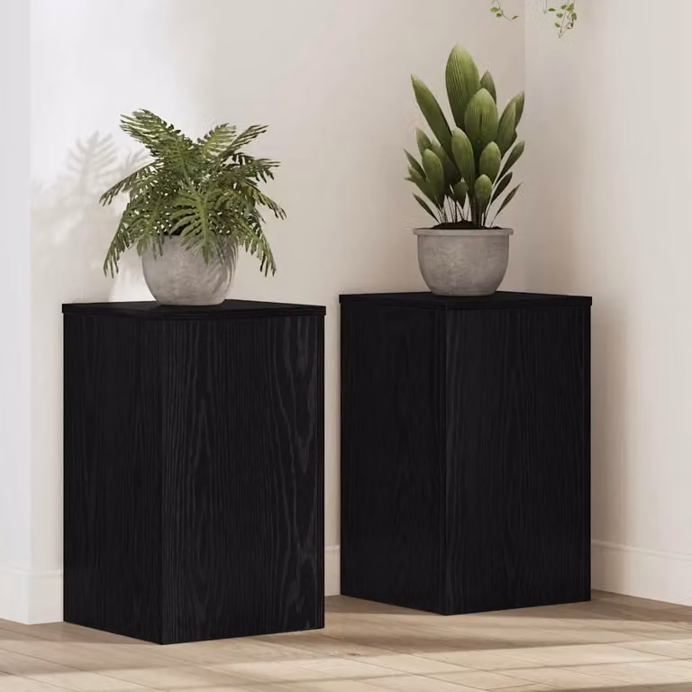 Set di 2 supporti per piante vidaXL in legno MDF nero opaco L/P/H: 30 x 30 x 50 cm