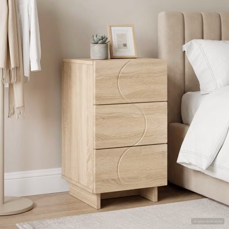 Comodino vidaXL in Rovere Sonoma e Legno Composito, Colore Marrone/Beige, L: 33,5 cm, P: 34,5 cm, H: 60 cm
