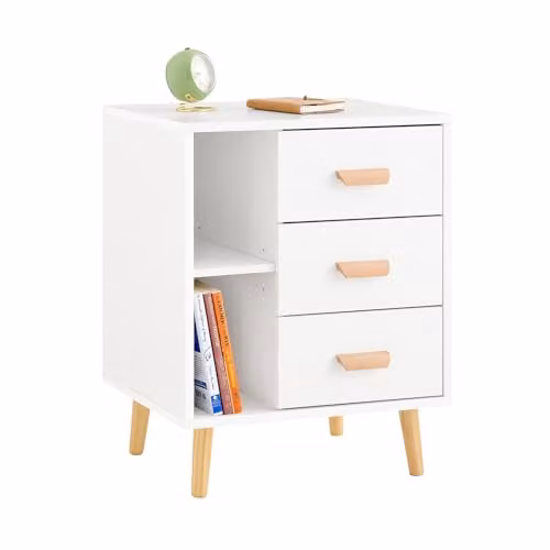 SoBuy Comodino con 3 cassetti e 2 ripiani 48x40x60 cm