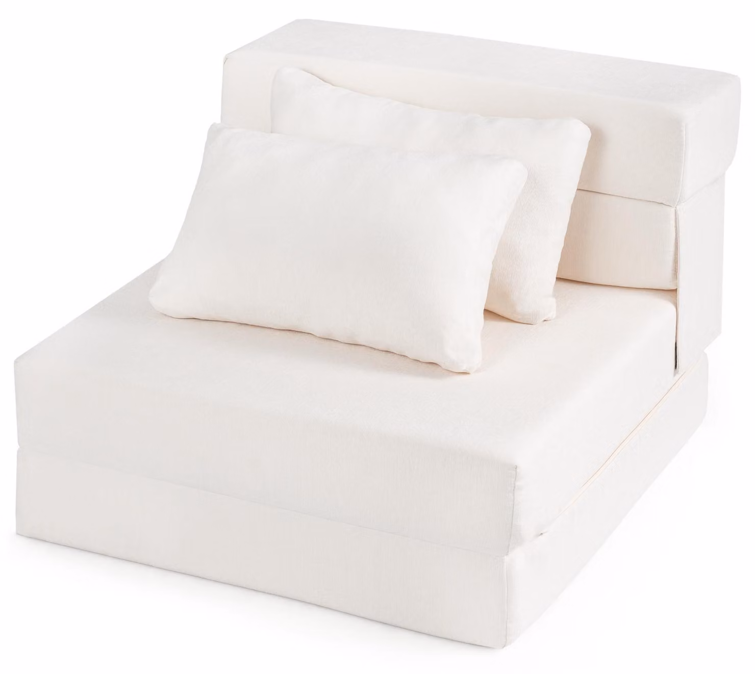Divano letto KOMFOTTEU, 3 in 1: divano letto pieghevole con funzione letto, poltrona letto con rivestimento lavabile in tessuto di chenille, poltrona da pavimento con 2 cuscini, divano da pavimento per una persona