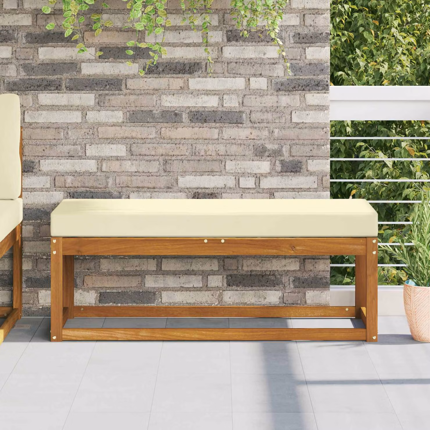 vidaXL Cuscino da Sedia Esterno in Poliestere Beige L 115 x P 40 x H 8 cm