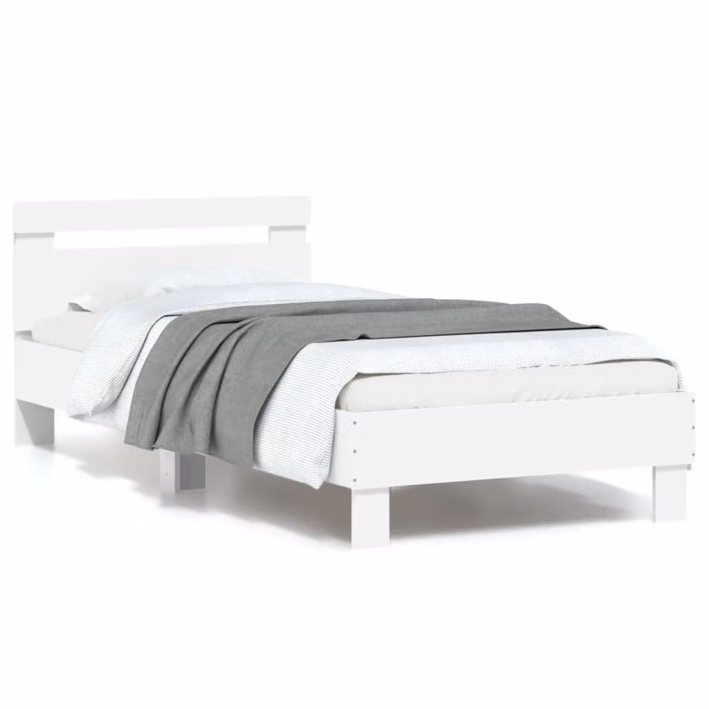vidaXL Giroletto con Testiera e LED Bianco L/P/H: 203 x 90 x 70 cm