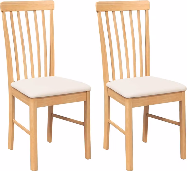 Sedie da Pranzo con Cuscini 2 pz in Legno Massello di Hevea