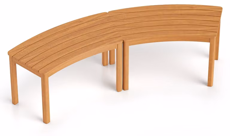 Set di 2 panchine curve da esterno in legno di acacia