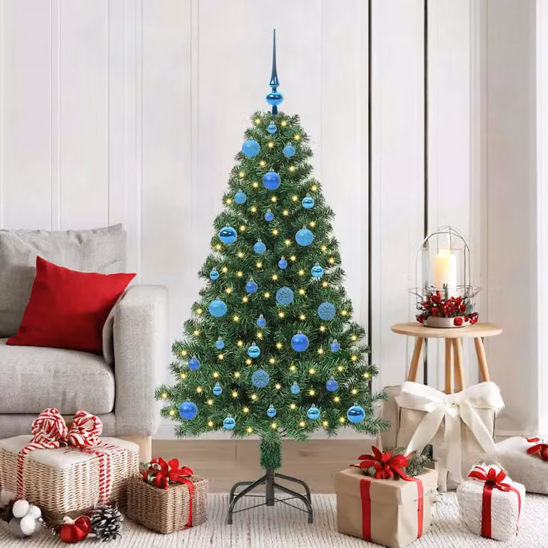 Albero di Natale artificiale vidaXL verde con 150 LED luce bianca calda, Altezza: 150 cm