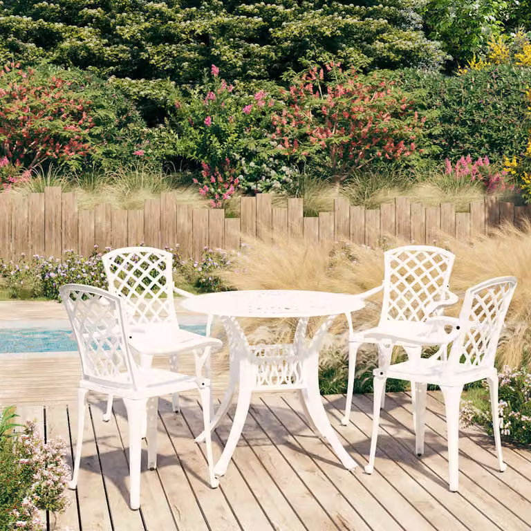 Set da Bistrot vidaXL in Alluminio Pressofuso Bianco, 5 Pezzi