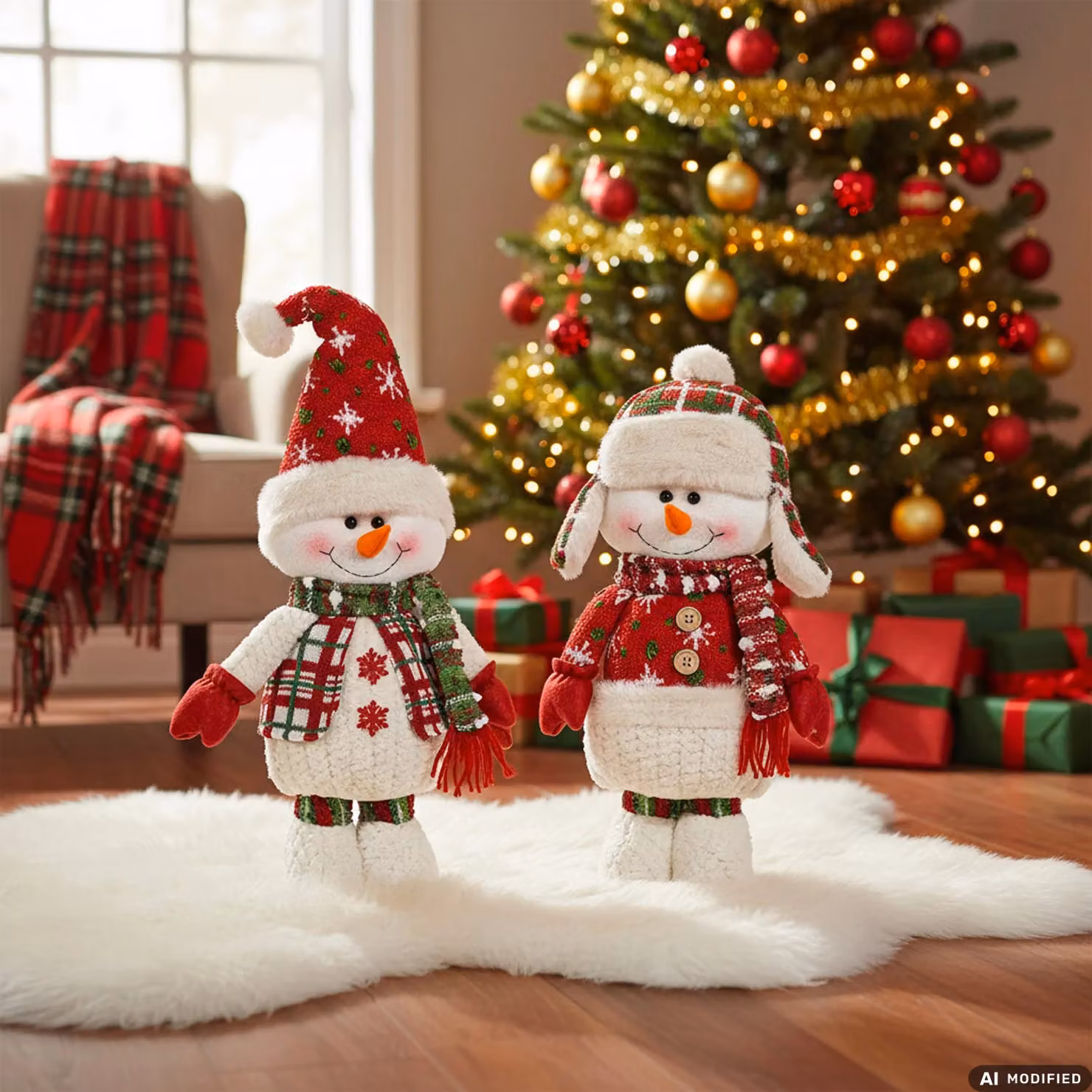 Vestiamo Casa Gran Natale Pupazzo di Neve in Tessuto Bianco per Decorazione da Tavolo, Altezza: 60 cm – 2