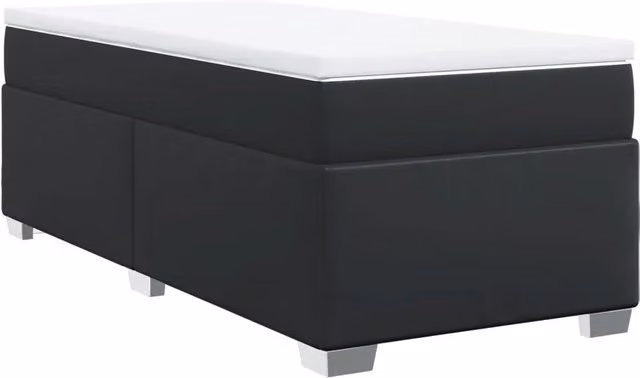 Letto singolo | Letto per adulti | Giroletto a Molle con Materasso Nero 90x190 cm in Similpelle