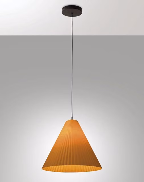 Lampada a Sospensione Cone Fabas in Metallo e Plastica, Colore Giallo, Diametro: 31.6 cm, Attacco E27, IP20