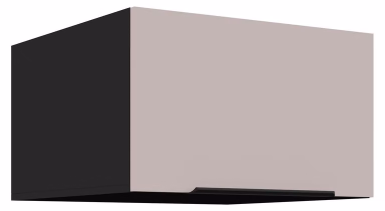 Armadio a colonna alto, 60 cm, cucina ARONA, colore beige "cashmere" e nero opaco. Ideale per cucine componibili o blocchi cucina