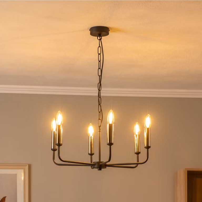 Lampadario a soffitto Ampli Domiluce, dimmerabile, Nero, Soggiorno / Sala da pranzo, Metallo, Moderno, Lampadario