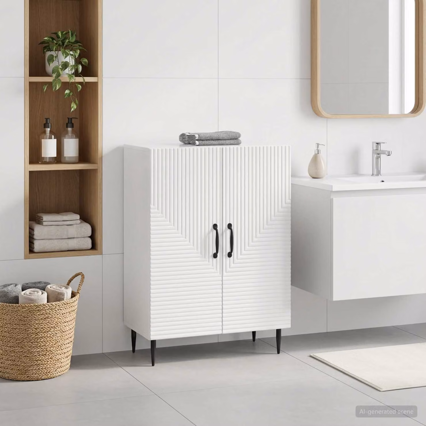 Mobiletto da bagno vidaXL HAARLEM moderno bianco lucido L/P/H: 59,5 x 31 x 80 cm