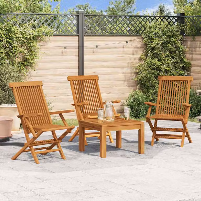 Set di 3 sedie pieghevoli da giardino vidaXL in legno di teak marrone
