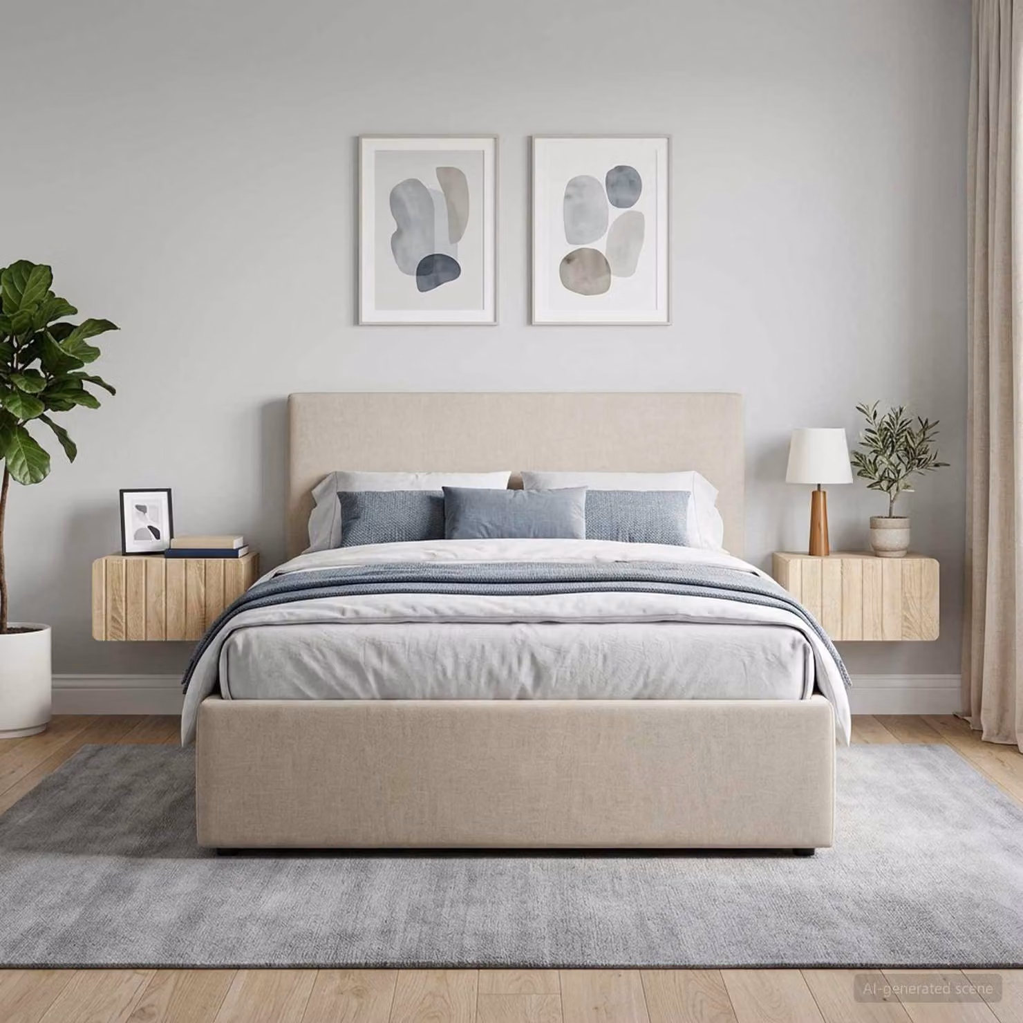 Set di 2 comodini sospesi vidaXL in stile moderno, colore Rovere Sonoma, L 49 cm x P 34,5 cm x H 24 cm